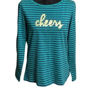 TALBOTS  HOLIDAY STRIPED TOP SZ MP EUC